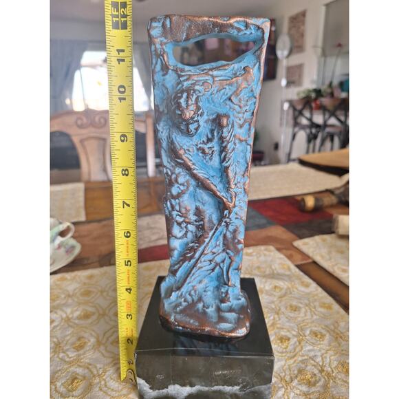 Bronze On Marble Brutalist Sculpture- Vivid Carbonite- Golfer- Very Nice- Golf! - Picture 6 of 11